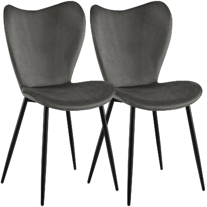 CLP Lot de 2 Chaises de Salle a Manger Maika Velours HBT: 80x50x58 cm Anthracite Velours - gris textile 328546_0