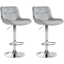 CLP Lot de 2 tabourets de bar Vonore velours Gris/Chrome - gris textile 325251_0