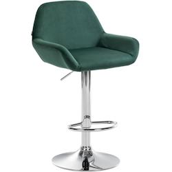 CLP Tabouret de bar Braga Velours avec pied en métal réglable et pivotant Vert foncé/Chrome - vert textile 320897_0