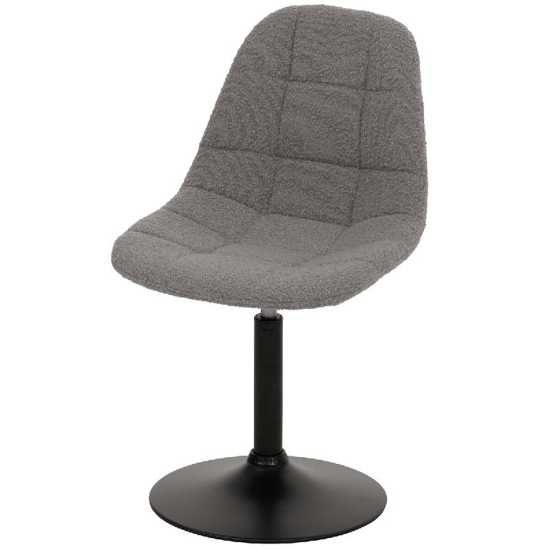Décoshop26 - Chaise de salle à manger pivotante 360° design contemporain en tissu bouclé gris pied acier noir mat 04_0009879 - 3000267730785_0