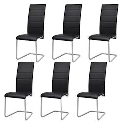 Décoshop26 - Lot de 6 chaises de salle à manger cuisine design moderne cantilever synthétique noir CDS022319 - noir 3000026021536_0