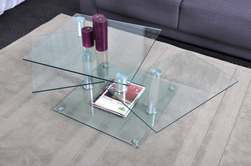 Diana table basse en verre modulable 4 plateaux