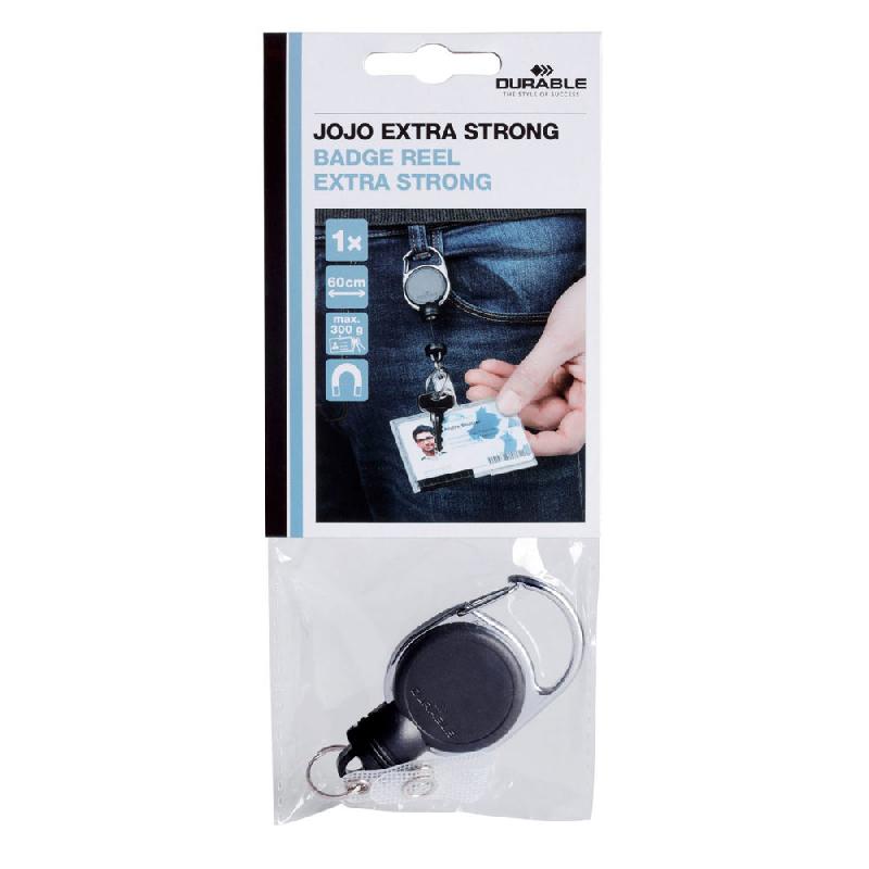 ENROULEUR DURABLE POUR BADGE - CLIP EN METAL ULTRA PUISSANT - 60CM - NOIR