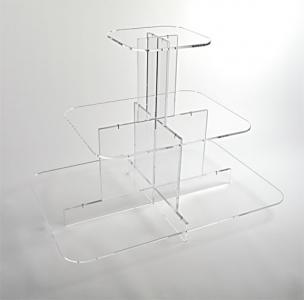 Gpy - gondole sur pied en plexiglas - 3 plateaux arrondis aux angles - 78/118 cm, 60/80 et 40/40 cm_0