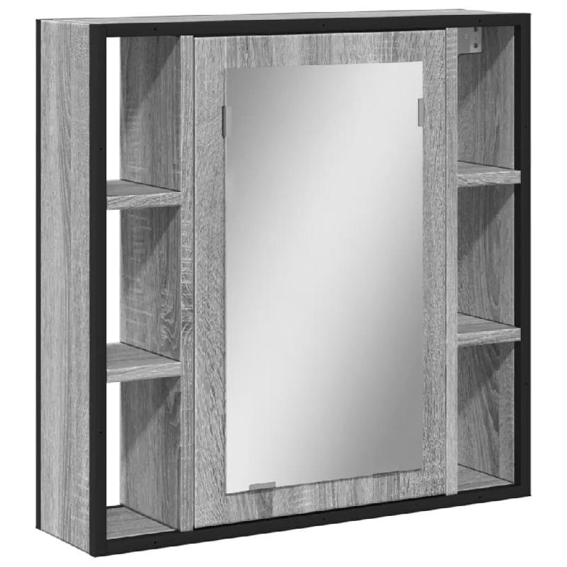 Helloshop26 - Armoire à miroir murale salle de bain 60 x 16 x 60 cm espace de rangement design épuré en bois d'ingénierie gris 02_0049430 - gris v_0
