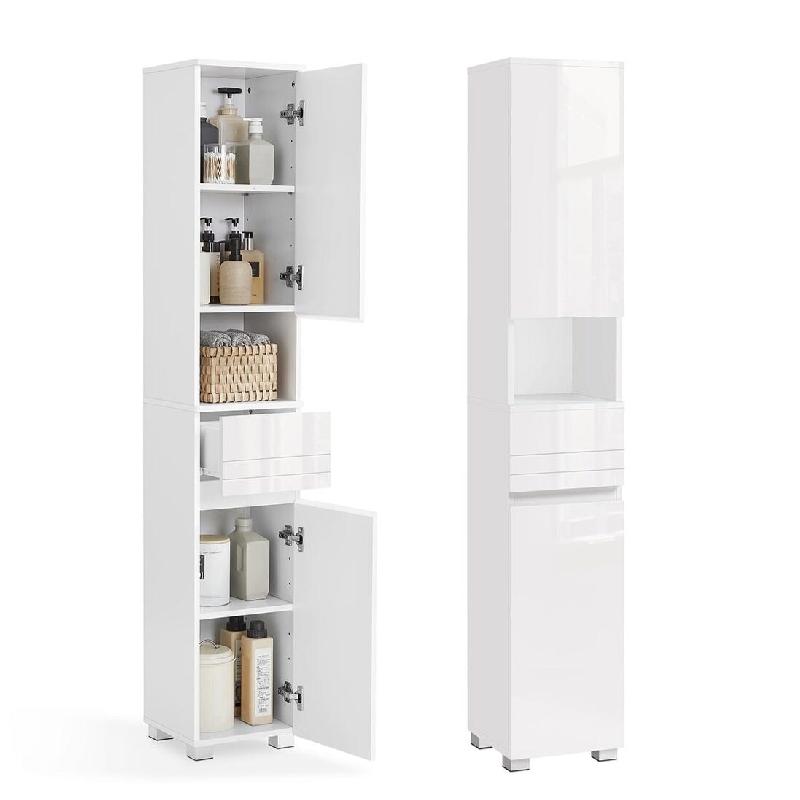 Helloshop26 - Armoire de salle de bain meuble de rangement colonne avec tiroir étagères réglables compartiments 30 x 30 x 170 cm 12_0004018 - 30002_0