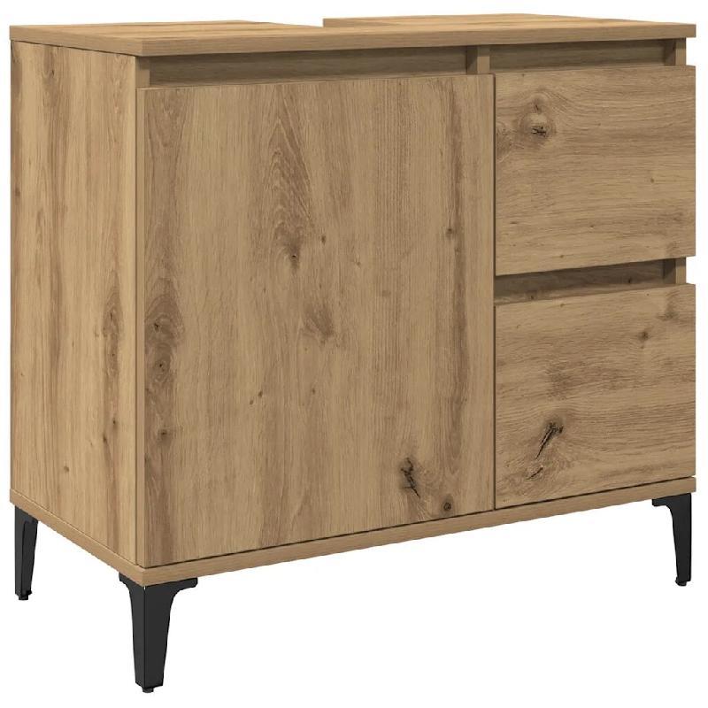 Helloshop26 - Armoire lavabo chêne artisanal salle de bain 65 x 33 x 60 cm grand espace de rangement design moderne en bois chêne 02_0051050 - méta_0