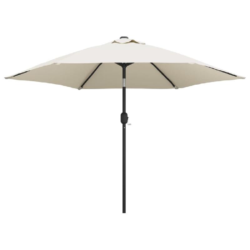 Helloshop26 - Parasol meuble de jardin en porte-à-faux avec led 3 m blanc sable 02_0008605 - blanc acier 3000459047769_0