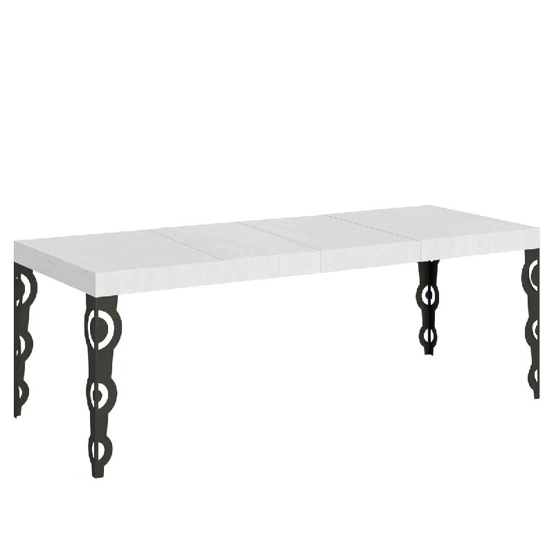 Itamoby Table Extensible Karamay Premium 200/304X90 Cm Frêne Blanc Pieds Anthracite - blanc 8050598049761_0
