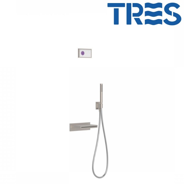KIT DE BAIGNOIRE THERMOSTATIQUE ÉLECTRONIQUE ET ENCASTRÉ SHOWER TECHNOLOGY ACIER - TRES 09286556AC