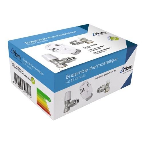 KIT THERMOSTATIQUE COMPLET - CORPS ÉQUERRE 15X21 - AVEC TÊTE TL10 RBM