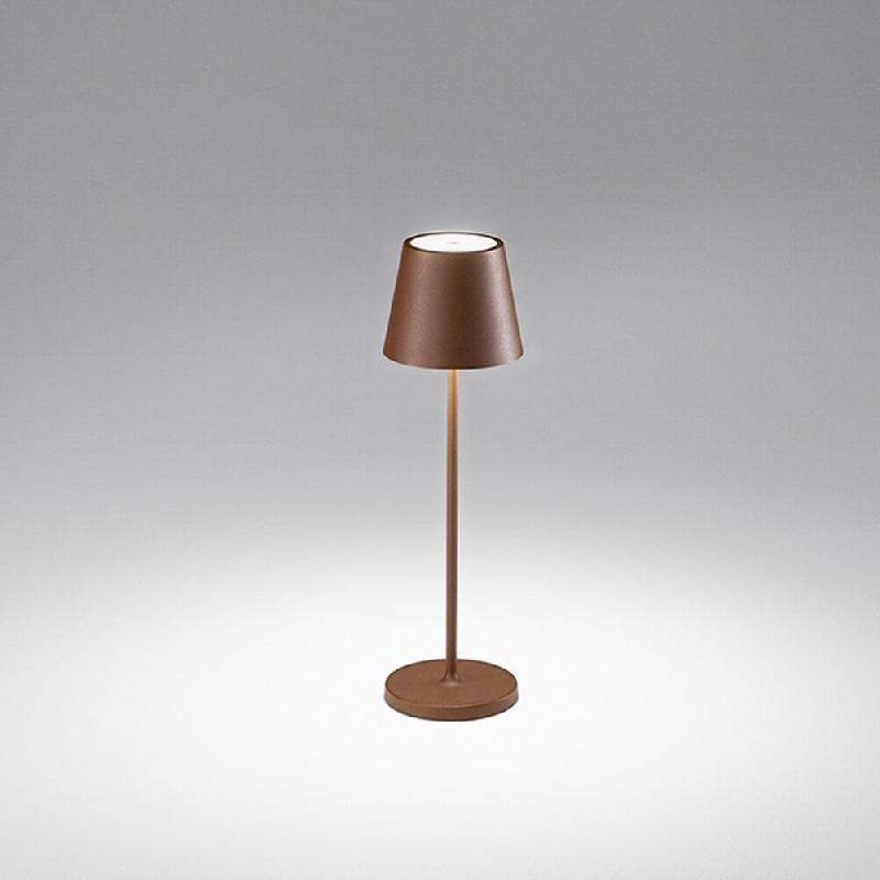 Lampe de table LED rechargeable 2 W 3000 K IP54 Série 8124 Couleur Corten, Design moderne en métal, Intensité variable tactile - Perenz - marron 81_0