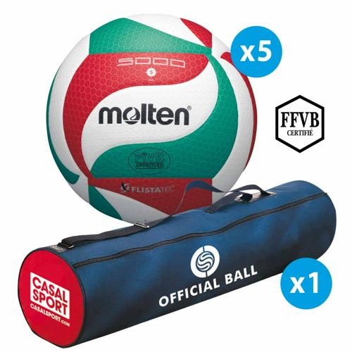 LOT 5 BALLONS DE VOLLEY - MOLTEN - V5M5000