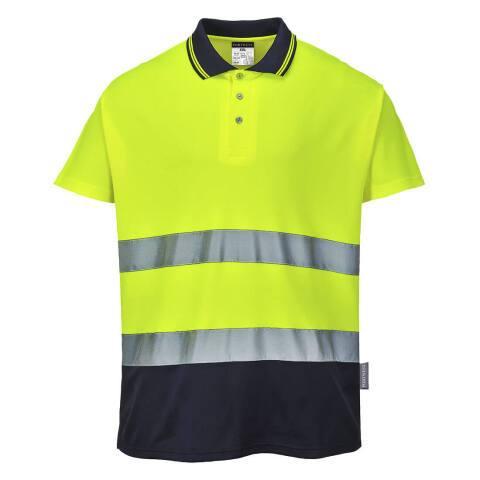 LOT DE 2 - PORTWEST S174 POLO COTON COMFORT JAUNE/MARINE - TAILLE L
