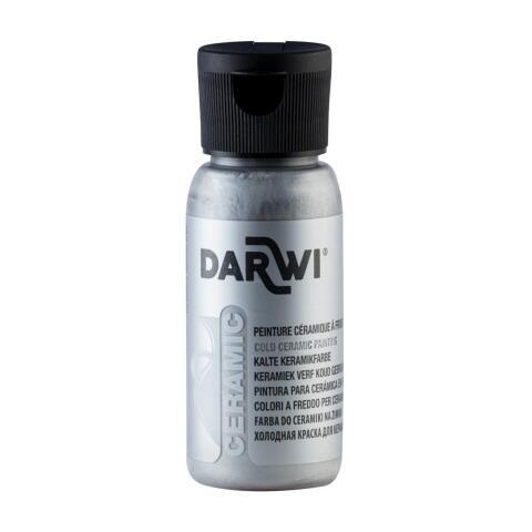 LOT DE 4 - DARWI FLACON DE 50 ML DE PEINTURE SUR CÉRAMIQUE À FROID - ARGENT
