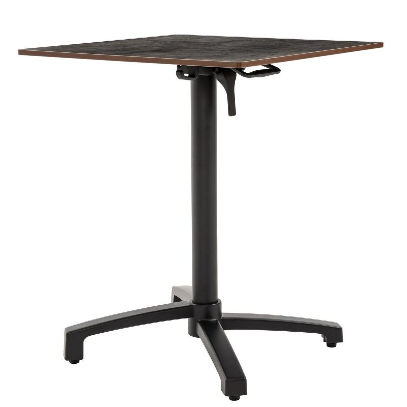 METRO PROFESSIONAL Table pliante MASSINI, aluminium, 60 x 60 cm, plateau de table HPL, aspect pierre, pieds réglables automatiquement, gris - gris al_0