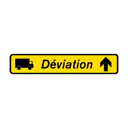Panneau KD43 - Présignalisation courante de déviation tout droit_0