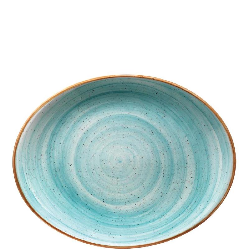PLAT OVALE BONNA PREMIUM PORCELAIN AURA AQUA MOOVE, 31 X 24 CM, BLEU CLAIR