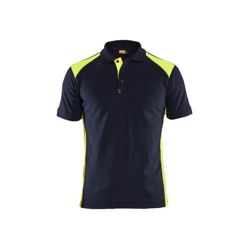 POLO DE TRAVAIL EN COTON PIQUÉ 3324 - BLEU MARINE FONCÉ ET JAUNE - XL BLAKLADER