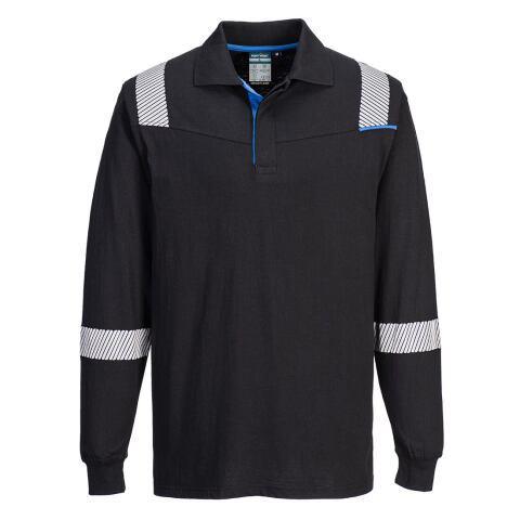 PORTWEST FR711 POLO À MANCHES LONGUES RÉSISTANT AUX FLAMMES WX3 NOIR - TAILLE XXXL