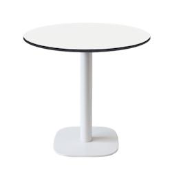 Restootab - Table Ø70cm - modèle Round pied blanc blanc chants noir - blanc fonte 3760371519422_0