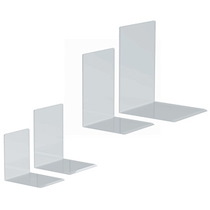 SERRE-LIVRES EN ACRYLIQUE, TRANSPARENT, 80X100X100 MM - LOT DE 4