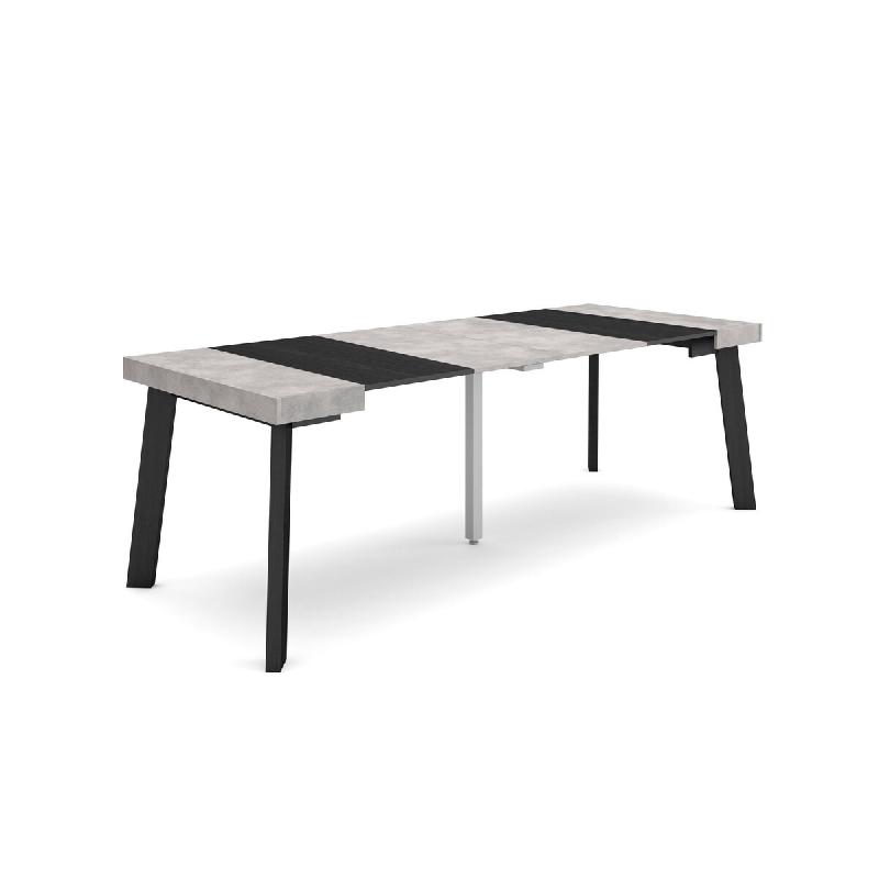 SKRAUT HOME Table console extensible, 220, Pour 10 personnes, Pieds en bois, Ciment - gris Bois manufacturé 315_21_0