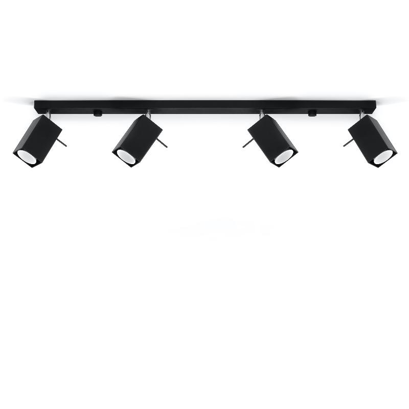 SOLLUX LIGHTING SPOT POUR PLAFOND SQUARE NOIR À 4 LAMPES LINÉAIRE