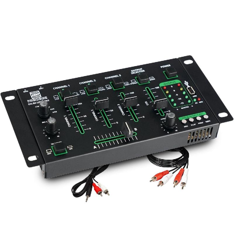 Table de mixage Pronomic DX-50 USB-MKII 4 canaux - Bluetooth, Talkover, CABLE RCA et PC Smartphone, 5 indic. De niveau LED - 3666638042095_0