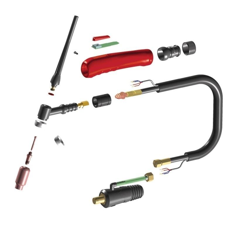 Torche de soudage TIG refroidie au gaz Schweisskraft SSR 7-17DD 8m - avec pot et cuir pour PRO-TIG 160/170_0