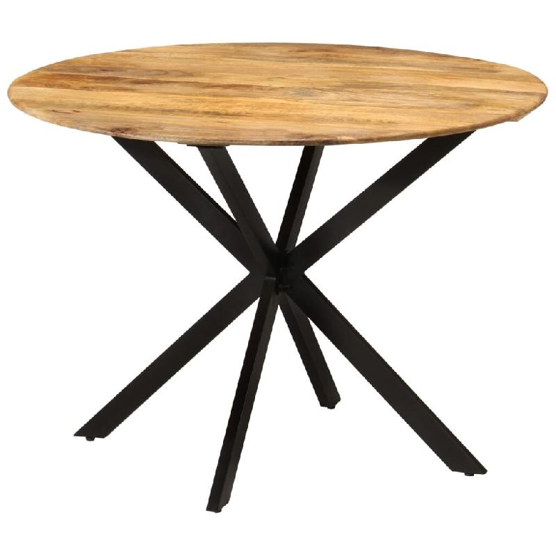 VidaXL Table à dîner Ø110x78 cm Bois de manguier massif et acier Modèle Sirius Pure - Bois massif 338454_0