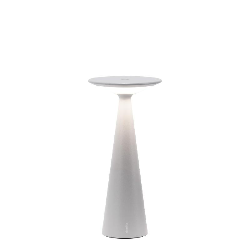 Zafferano Damina - Lampe de table LED rechargeable, variateur, autonomie 8 h, IP65 - Sans fil, finition aluminium gris - gris 8054040724879_0