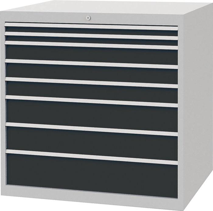 Armoire à  tiroirs H1019xl1005xP736 mm gris clair/gris anthracite 8 tiroirs extraction totale_0