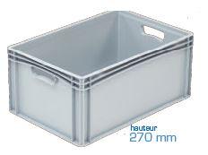 Bac plein en plastique - bac159be6427001 - 54,4L - poignées ouvertes - gris_0