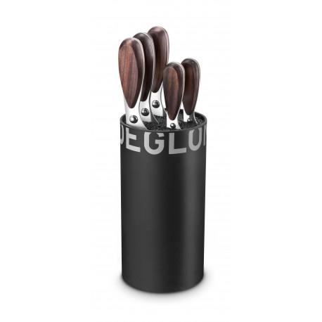 Bloc à fil 5 pièces Génération Y Déglon - Ø 14 cm - Hauteur 22 cm - Couteaux en acier inox et manche en palissandre_0