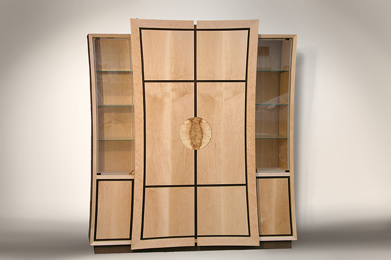 Buffet vaisselier Mister Ribs - Polyvalent, rétro-éclairage, érable ou orme, sur mesure - 2m_0