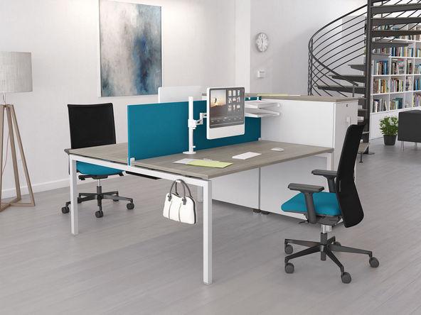 Bureau bench 2 personnes avec piètement arche plateaux fixes ou coulissants_0