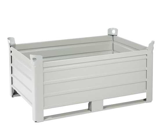Caisse-palette métallique tôlée 800x1200 mm à semelles - VP7104C - Dimensions 835x1235x600 mm - Charge 1000 Kg_0