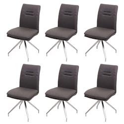 Décoshop26 - 6x chaises de salle à manger cuisine en tissu gris-marron et en acier inoxydable design et confortable 04_0000667 - marron 3000074332691_0