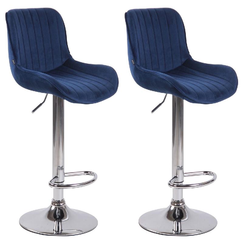 Décoshop26 - Lot de 2 tabourets de bar moderne confortable réglable en velours pied trompette métal TDB10391 - 3000483969600_0