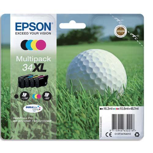 Epson multipack cartouches jet d'encre DURABrite Ultra 34XL - 4 couleurs (Noir, Cyan, Magenta, Jaune) - Compatible WorkForce Pro WF-3700/3720/3725_0