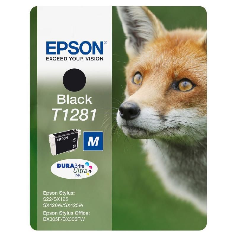 EPSON CARTOUCHE D'ENCRE RENARD T1281 N (C13T12814010) - DURABRITE ULTRA - COULEUR: NOIR