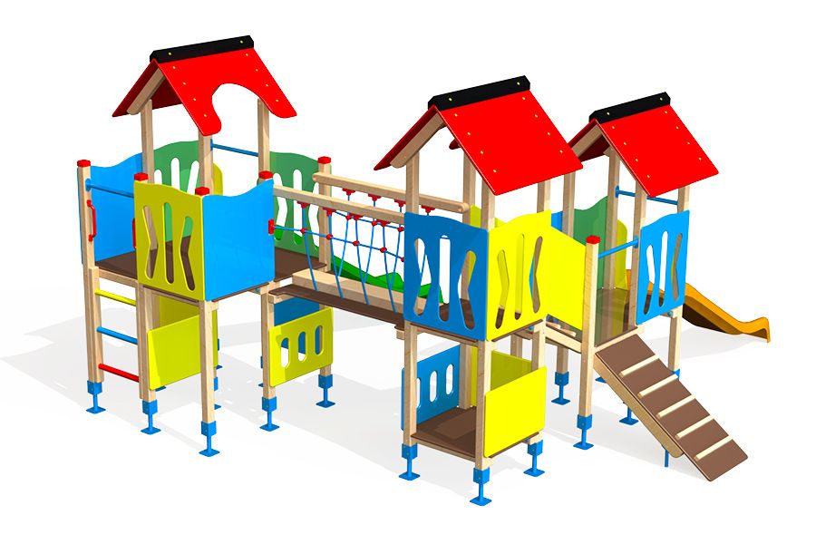 Structure de jeux combinées pour enfants de 3 à 13 ans - Surface Totale: 8,58 x 7,41 m - Maroc B / Solid GE-2700B - Jolas_0