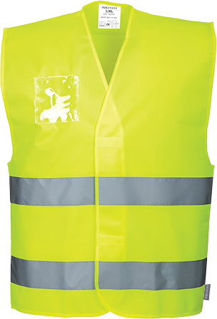 Gilet HV jaune C475 avec porte-badge double entrée et bandes réfléchissantes - Conforme EN ISO 20471 Classe 2_0