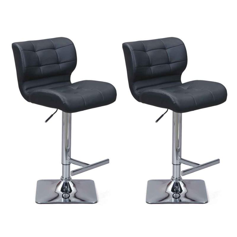 Lot de 2 tabourets de bar design Adonis 109cm - Noir - Hauteur réglable - Paris Prix_0