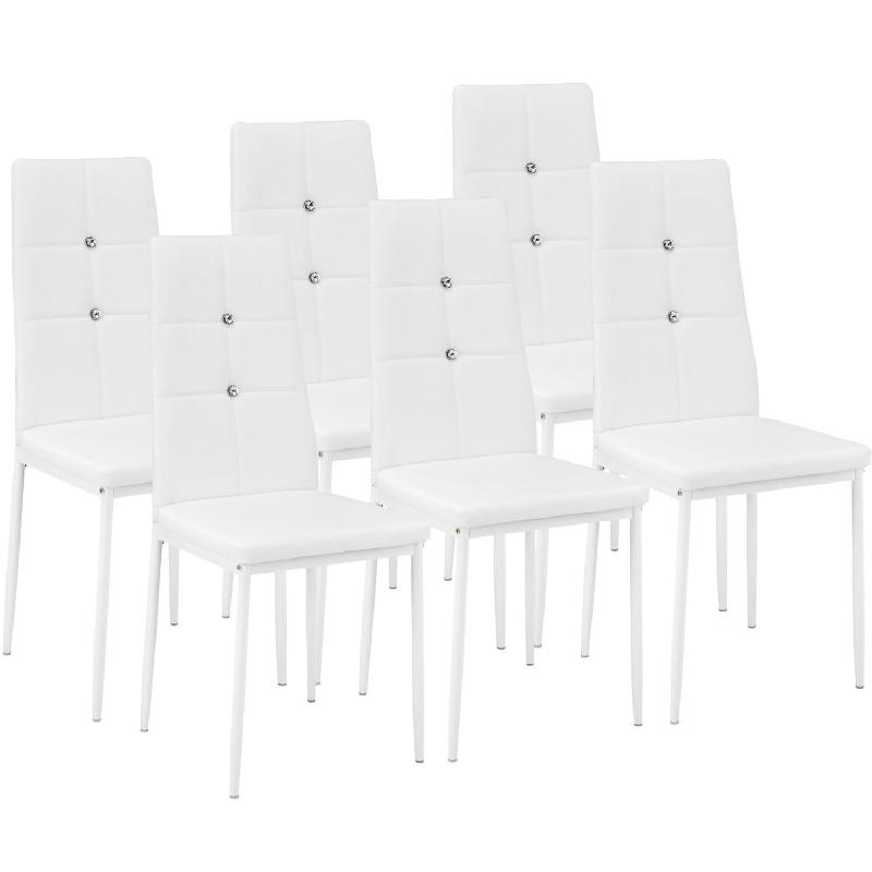 LOT DE 6 CHAISES SIÈGE DE SALON CUISINE SALLE À MANGER DESIGN ÉLÉGANT AVEC BRILLANT BLANC 08_0000168_0