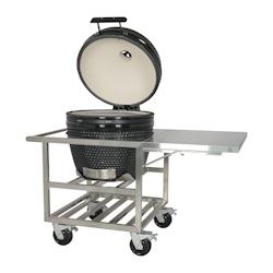 METRO PROFESSIONAL Barbecue Kamado au charbon de bois NAGGADO Pro, 140x91x127cm, table latérale pliante et roulettes, céramique/acier inoxydable, no_0