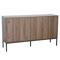 Oviala Business Buffet 3 portes moderne rectangulaire L147 cm bois foncé - marron Bois massif 113571_0