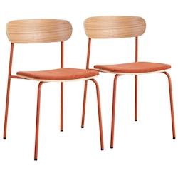 Oviala Business Lot de 2 chaises empilables en bois orange - orange Bois massif 114225_0