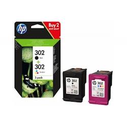 Pack Cartouche D Encre Hp 302 Noir + Cartouche D Encre Hp 302 Cyan, Magenta, Jaune - 0190780475904_0